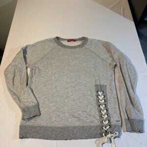 Philanthropy Lace Up Distress Sweater Size M